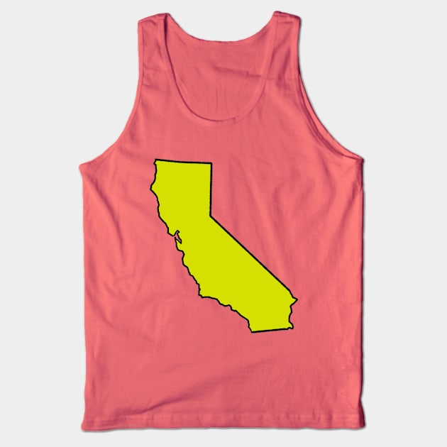 California - Yellow Outline Tank Top by loudestkitten